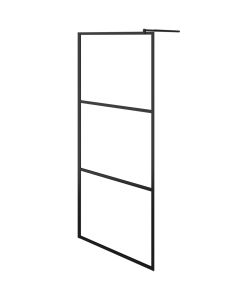 Parete Doccia Walk-in in Vetro Trasparente ESG Nera 80x195 cm