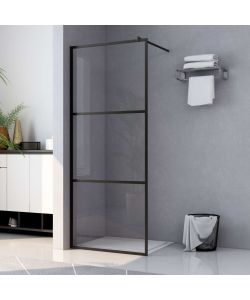 Parete Doccia Walk-in in Vetro Trasparente ESG Nera 80x195 cm