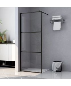 Parete Doccia Walk-in in Vetro Trasparente ESG Nera 100x195 cm