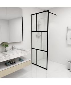 Parete per Doccia Walk-in in Vetro Temperato Nera 80x195 cm