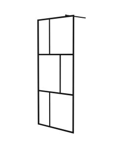 Parete per Doccia Walk-in in Vetro Temperato Nera 90x195 cm