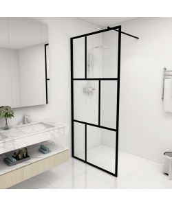 Parete per Doccia Walk-in in Vetro Temperato Nera 90x195 cm