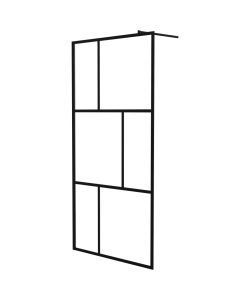 Parete per Doccia Walk-in in Vetro Temperato Nera 100x195 cm