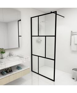 Parete per Doccia Walk-in in Vetro Temperato Nera 100x195 cm
