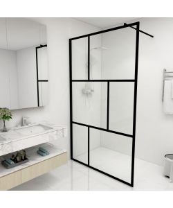 Parete per Doccia Walk-in in Vetro Temperato Nera 115x195 cm