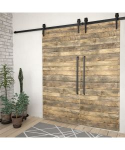 Kit di Binari per Porte Scorrevoli 2 pz 200 cm Acciaio Nero