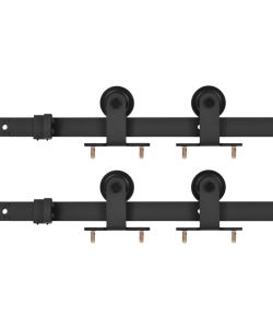Kit di Binari per Porte Scorrevoli 2 pz 183 cm in Acciaio Nero 3059842