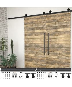Kit di Binari per Porte Scorrevoli 2 pz 200 cm in Acciaio Nero 3059843
