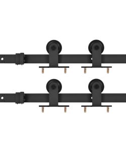Kit di Binari per Porte Scorrevoli 2 pz 200 cm in Acciaio Nero 3059843