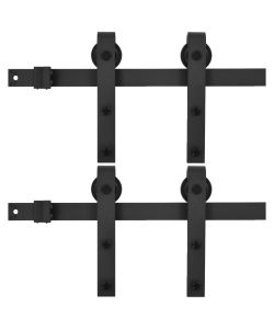 Kit di Binari per Porte Scorrevoli 2 pz 200 cm Acciaio Nero 3059845