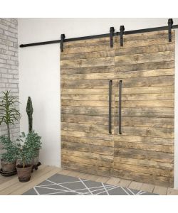 Kit di Binari per Porte Scorrevoli 2 pz 200 cm Acciaio Nero 3059845