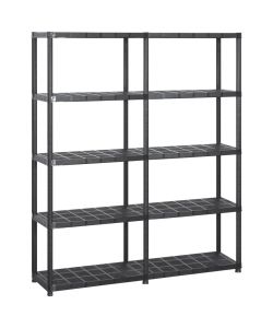Scaffale a 5 Ripiani Nero 142x38x170 cm in Plastica