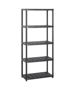 Scaffale a 5 Ripiani Nero 142x38x170 cm in Plastica