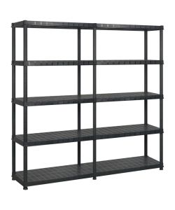 Scaffale a 5 Ripiani Nero 183x45,7x185 cm in Plastica