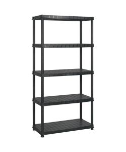 Scaffale a 5 Ripiani Nero 183x45,7x185 cm in Plastica