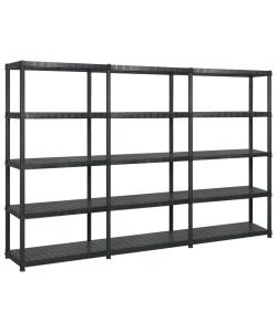Scaffale a 5 Ripiani Nero 255x40x185 cm in Plastica