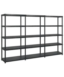 Scaffale a 5 Ripiani Nero 274,5x45,7x185 cm in Plastica