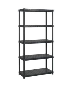 Scaffale a 5 Ripiani Nero 274,5x45,7x185 cm in Plastica