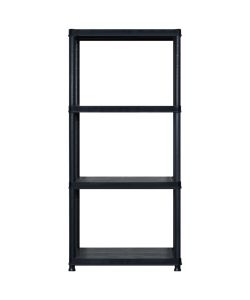 Scaffale a 4 Ripiani Nero 244x30,5x130 cm in Plastica