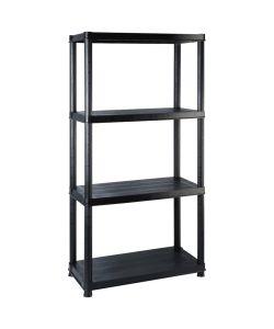 Scaffale a 4 Ripiani Nero 244x30,5x130 cm in Plastica