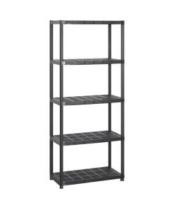 Scaffale a 5 Ripiani Nero 284x38x170 cm in Plastica