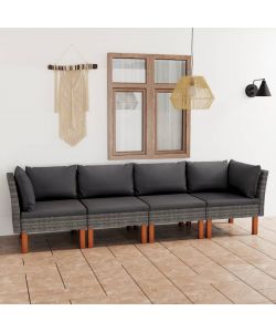 Divano da Giardino a 4 Posti con Cuscini Grigio in Polyrattan 3059708