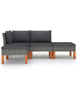 Set Divani da Giardino 4 pz con Cuscini in Polyrattan Grigio 3059709