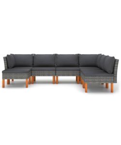 Set Divani da Giardino 7 pz con Cuscini in Polyrattan Grigio 3059718