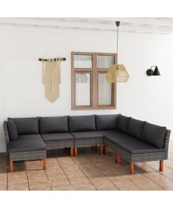 Set Divani da Giardino 7 pz con Cuscini in Polyrattan Grigio 3059718