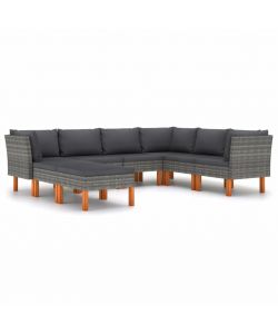 Set Divani da Giardino 8 pz con Cuscini in Polyrattan Grigio 3059719