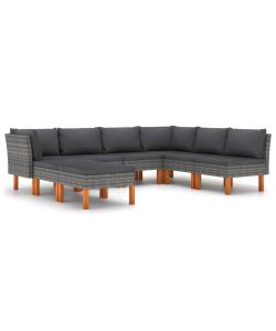 Set Divani da Giardino 8 pz con Cuscini in Polyrattan Grigio 3059720