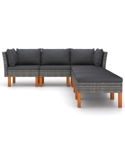 Set Divani da Giardino 6 pz con Cuscini in Polyrattan Grigio 3059728