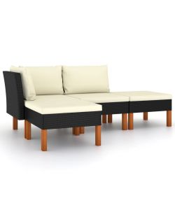 Set Divani da Giardino 4 pz con Cuscini in Polyrattan Nero 3059731
