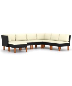Set Divani da Giardino 7 pz con Cuscini in Polyrattan Nero 3059740