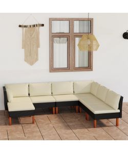 Set Divani da Giardino 7 pz con Cuscini in Polyrattan Nero 3059740