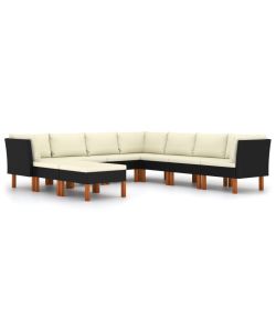 Set Divani da Giardino 9 pz con Cuscini in Polyrattan Nero 3059743
