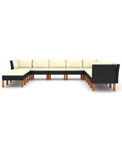 Set Divani da Giardino 12 pz con Cuscini in Polyrattan Nero 3059746