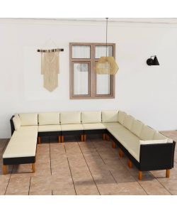 Set Divani da Giardino 12 pz con Cuscini in Polyrattan Nero 3059746