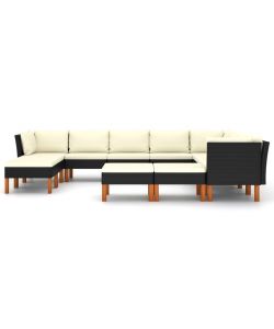 Set Divani da Giardino 12 pz con Cuscini in Polyrattan Nero 3059747