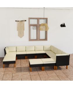 Set Divani da Giardino 12 pz con Cuscini in Polyrattan Nero 3059747