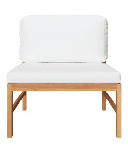 Set Divani Giardino 3 pz Cuscini Crema in Legno di Teak