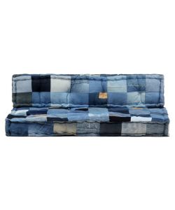 Set Cuscini per Divano in Pallet 2 pz Patchwork in Denim Blu