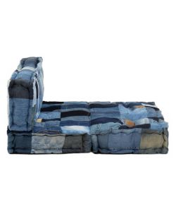 Set Cuscini per Divano in Pallet 2 pz Patchwork in Denim Blu