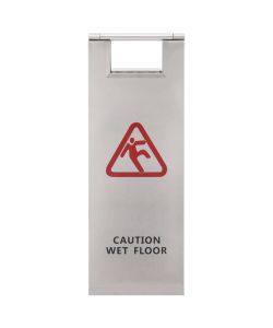 Cartello Pieghevole Pavimento Bagnato in Acciaio Inox
