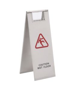 Cartello Pieghevole Pavimento Bagnato in Acciaio Inox
