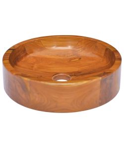 Lavabo in Legno Massello di Teak Diam. 40x10 cm