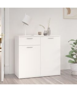 Credenza Bianca 80x36x75 cm in Legno Multistrato