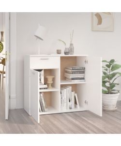 Credenza Bianca 80x36x75 cm in Legno Multistrato