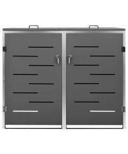 Copri Bidoni Pattumiera Doppia 138x77,5x112,5 cm Acciaio Inox
