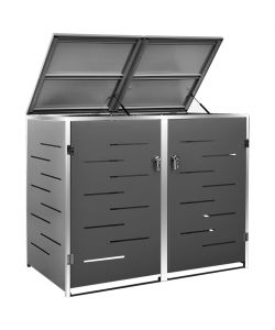 Copri Bidoni Pattumiera Doppia 138x77,5x112,5 cm Acciaio Inox
